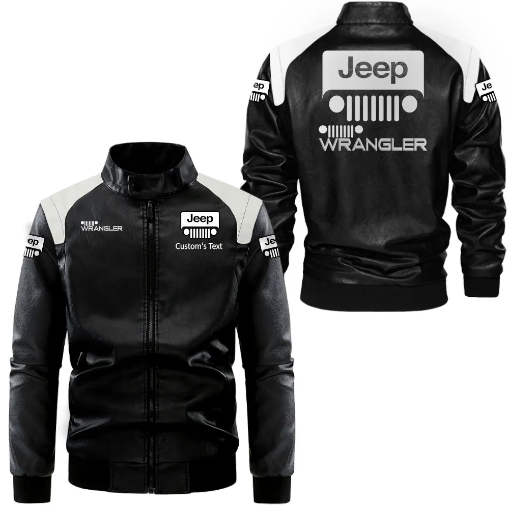 jeep wrangler lederjacke in schwarz wei fr auto fans allover print personalisierbar mit wunschname car0801062192 wvorm