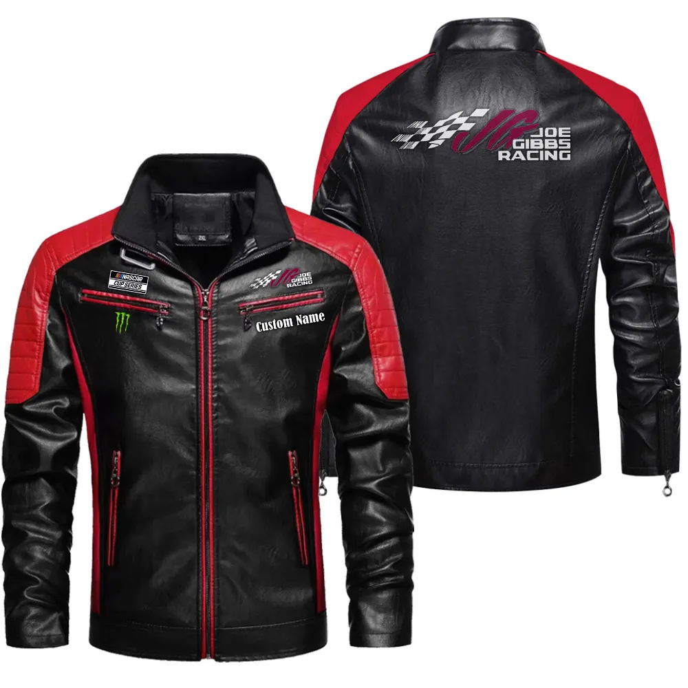 joe gibbs racing custom herren lederjacke fr autoliebhaber perfektes geschenk mit namen car0401022177 rot jveag