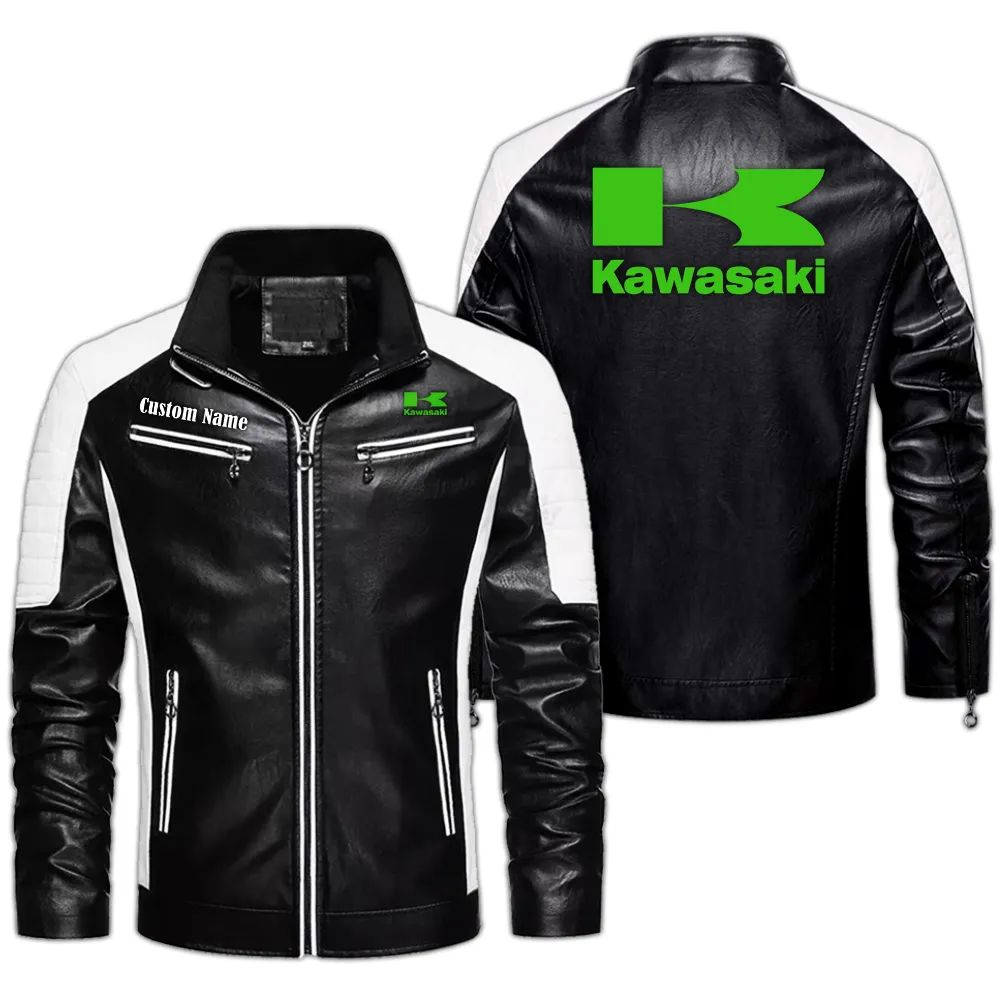 kawasaki custom herren lederjacke fr autoliebhaber perfektes geschenk mit namen car0401022178 schwarz pvzjw