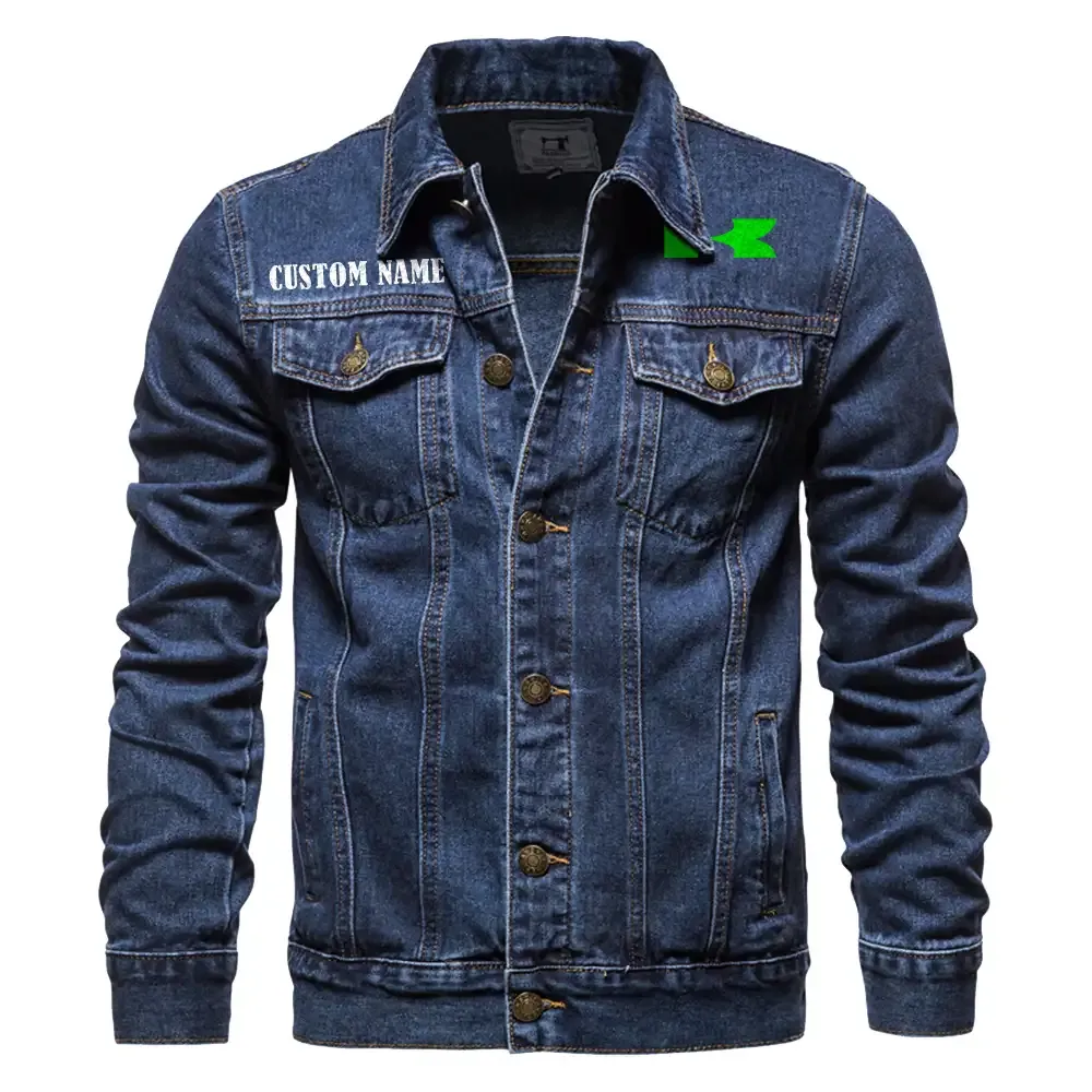 Kawasaki Jeansjacke für Auto-Fans – Vintage-Stil mit Wunschname personalisierbar CAR1901132157 - Dunkelblau