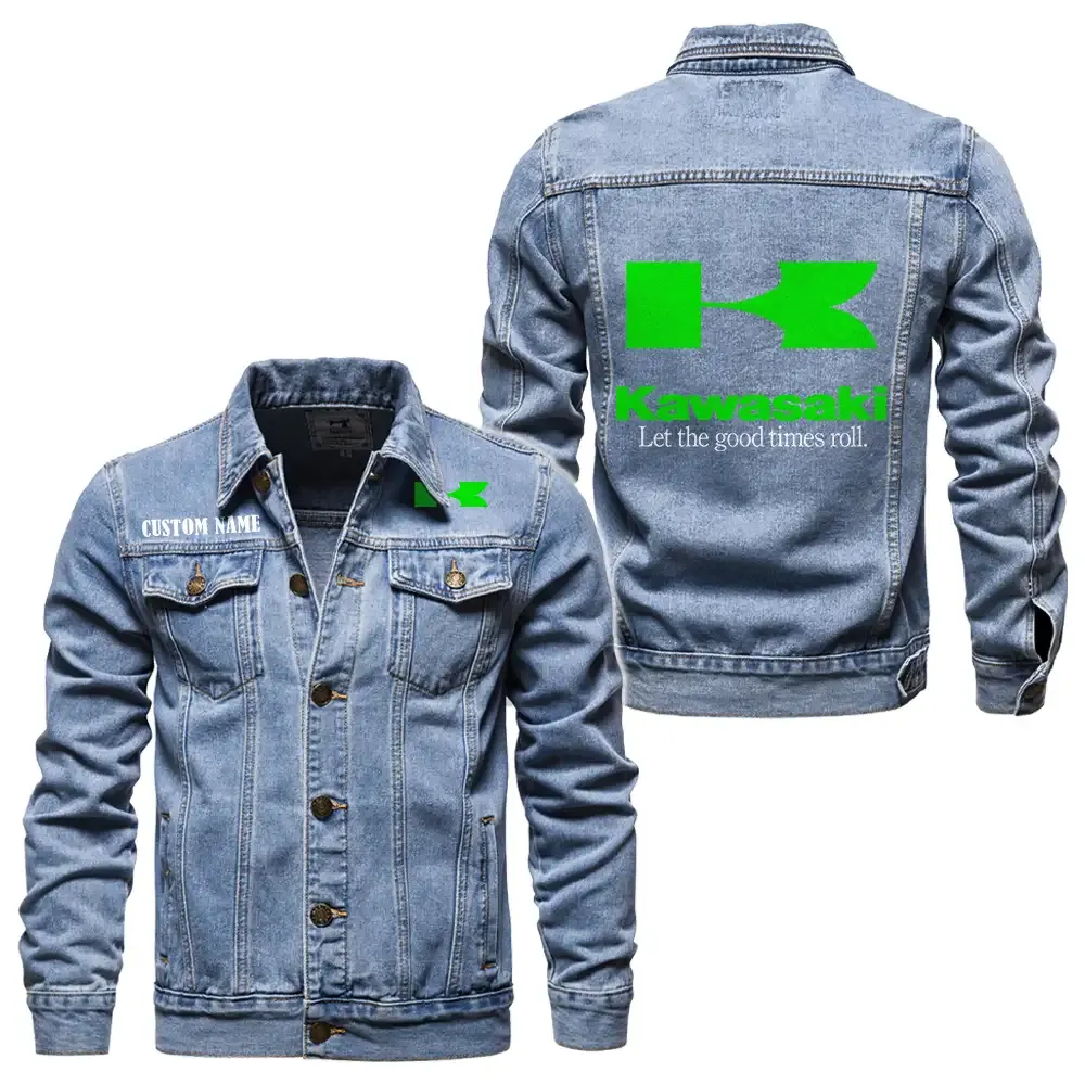 kawasaki jeansjacke fr auto fans vintage stil mit wunschname personalisierbar car1901132157 hellblau jpd5w