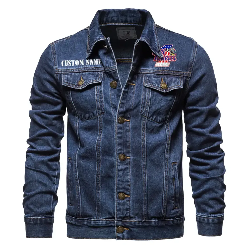 Knievel Motorcycles Jeansjacke für Auto-Fans – Vintage-Stil mit Wunschname personalisierbar CAR1901132162 - Dunkelblau