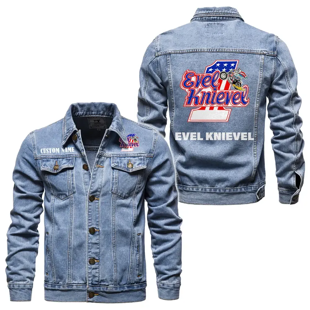knievel motorcycles jeansjacke fr auto fans vintage stil mit wunschname personalisierbar car1901132162 hellblau