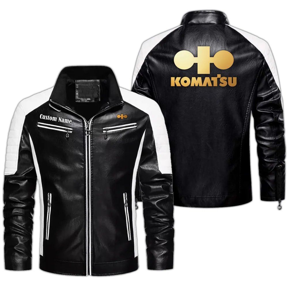 komatsu custom herren lederjacke fr autoliebhaber perfektes geschenk mit namen car0401022189 schwarz rgvi0