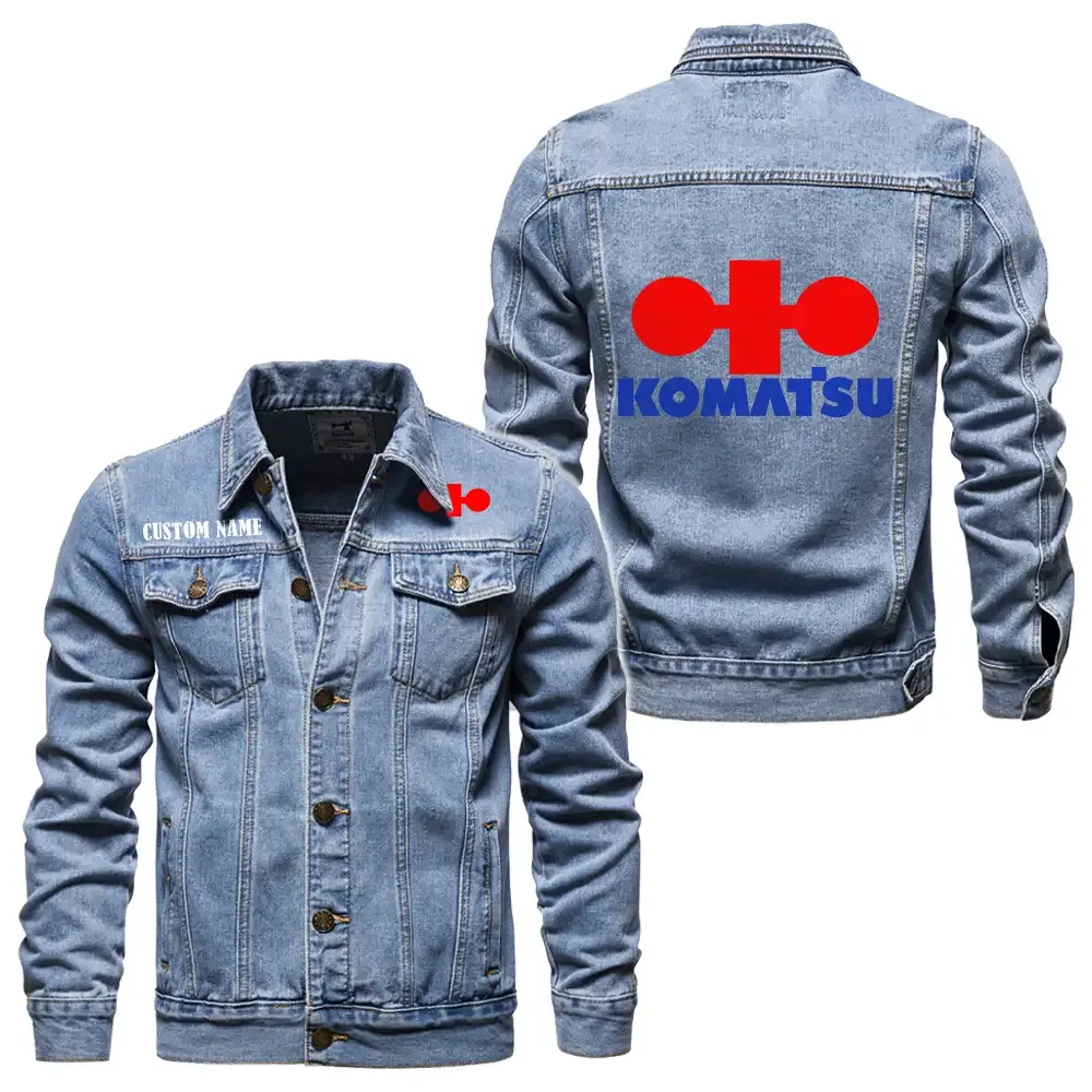 Komatsu Jeansjacke für Auto-Fans – Vintage-Stil mit Wunschname personalisierbar CAR1901132164 - Hellblau