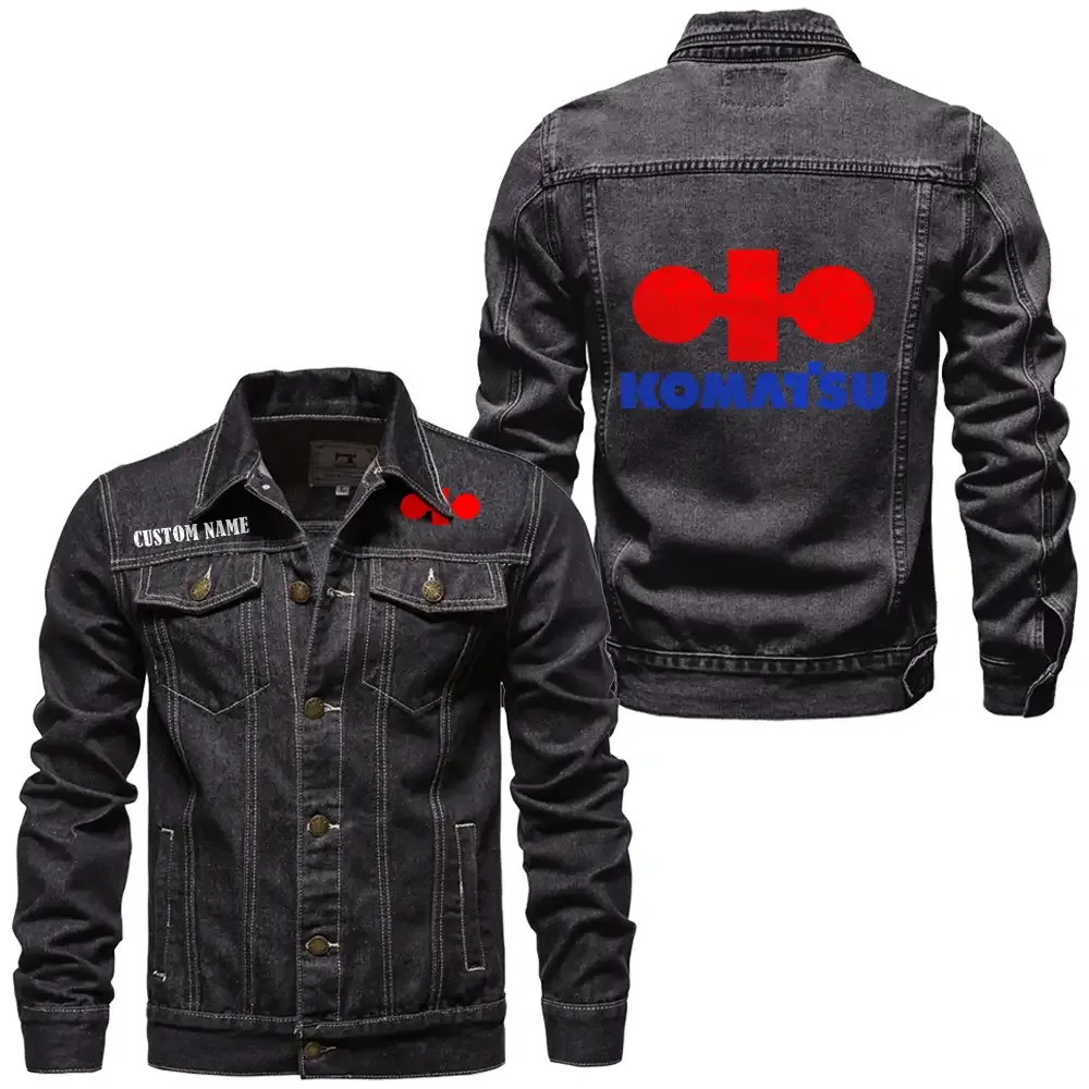 Komatsu Jeansjacke für Auto-Fans – Vintage-Stil mit Wunschname personalisierbar CAR1901132164 - Schwarz