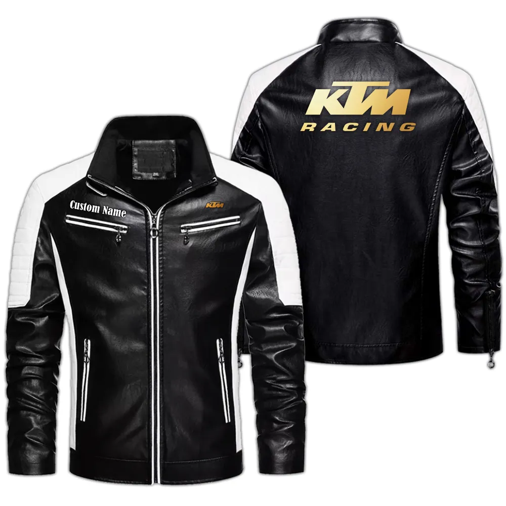 ktm custom herren lederjacke fr autoliebhaber perfektes geschenk mit namen car0401022191 schwarz