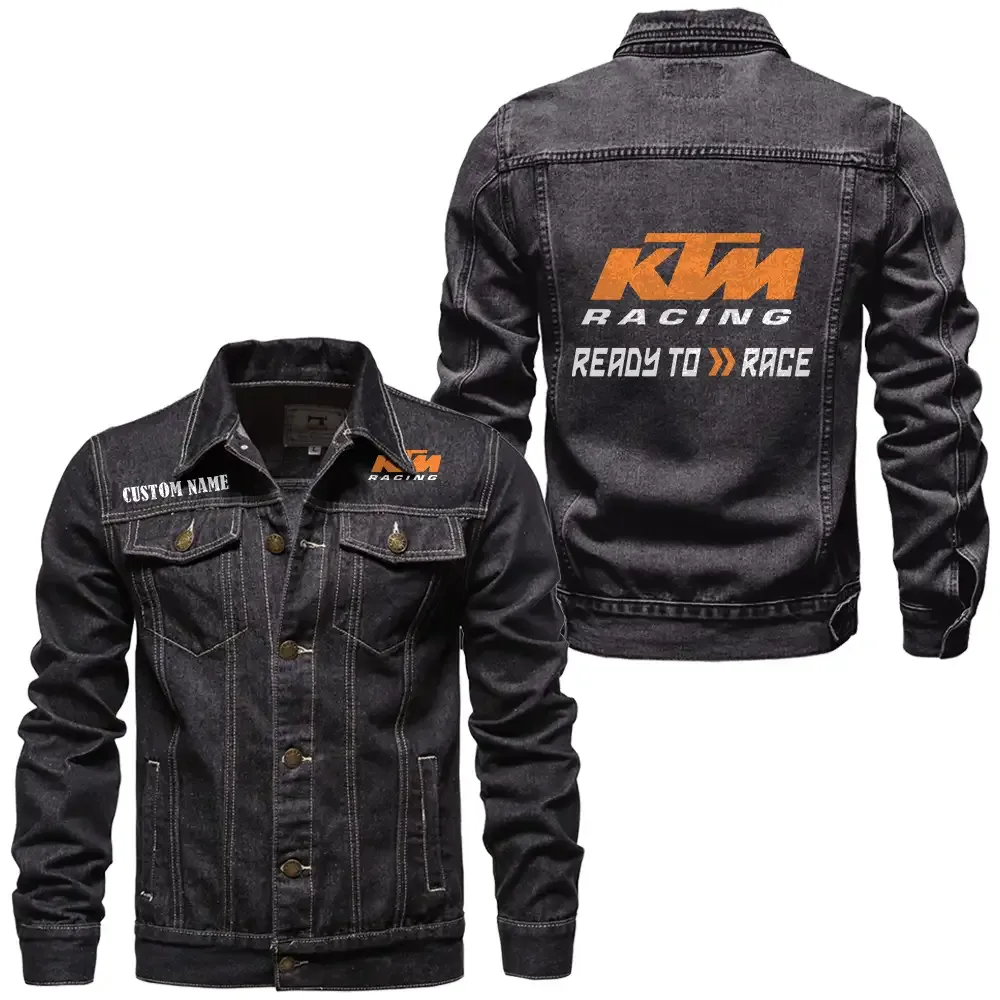KTM Jeansjacke für Auto-Fans – Vintage-Stil mit Wunschname personalisierbar CAR1901132166 - Schwarz