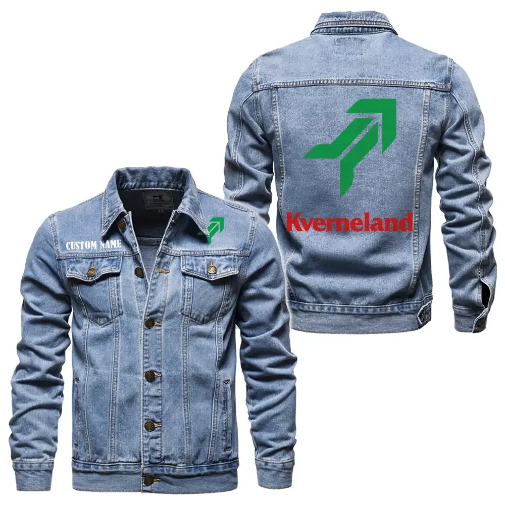 Kverneland Jeansjacke für Auto-Fans – Vintage-Stil mit Wunschname personalisierbar CAR1901132168 - Hellblau
