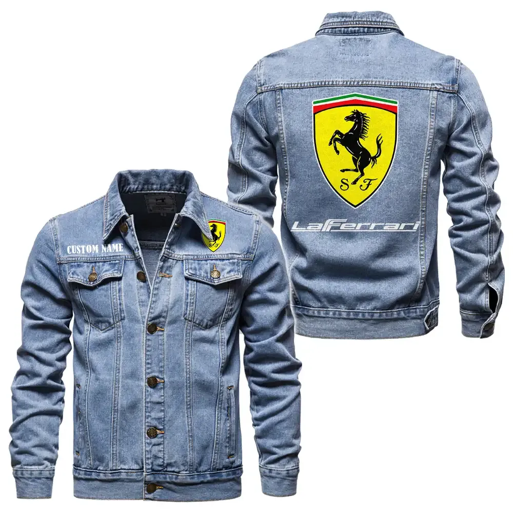 laferrari jeansjacke fr auto fans vintage stil mit wunschname personalisierbar car1901132169 hellblau izill
