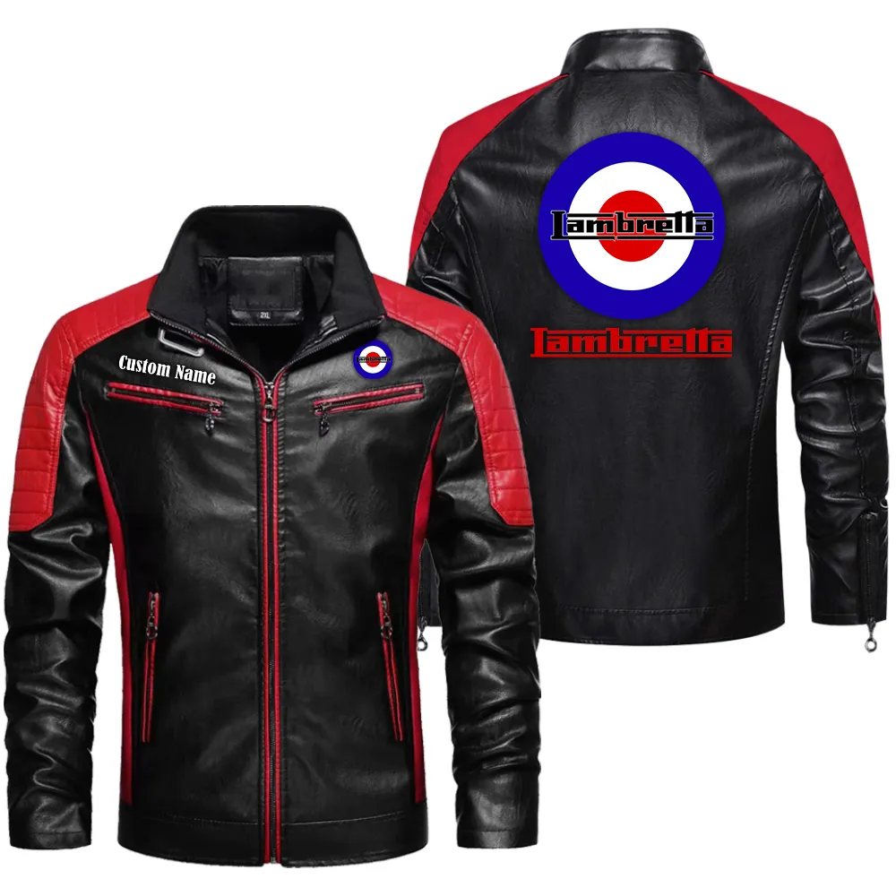 Lambretta Custom Herren Lederjacke für Autoliebhaber, Perfektes Geschenk mit Namen  CAR0401022196 - Rot
