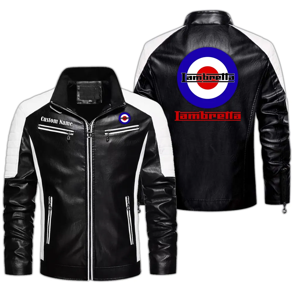Lambretta Custom Herren Lederjacke für Autoliebhaber, Perfektes Geschenk mit Namen  CAR0401022196 - Schwarz