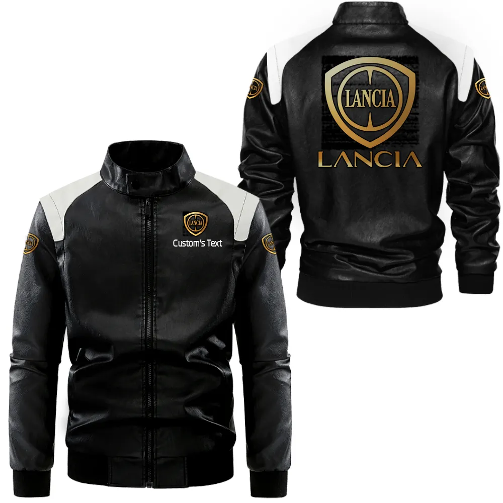 lancia lederjacke in schwarz wei fr auto fans allover print personalisierbar mit wunschname car0801062214 2foj3