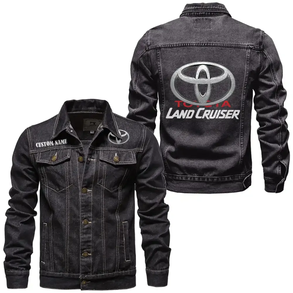 Land cruiser Jeansjacke für Auto-Fans – Vintage-Stil mit Wunschname personalisierbar CAR1901132173 - Schwarz