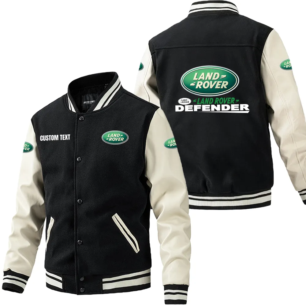 land rover defender leder baseballjacke fr auto fans rmel mit all over print personalisierbar mit wunschname car1801112131 schwarz wei