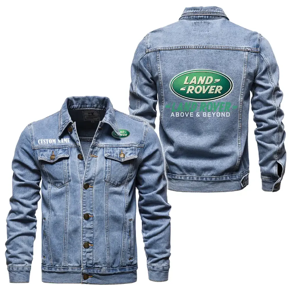Land Rover Jeansjacke für Auto-Fans – Vintage-Stil mit Wunschname personalisierbar CAR1901132175 - Hellblau