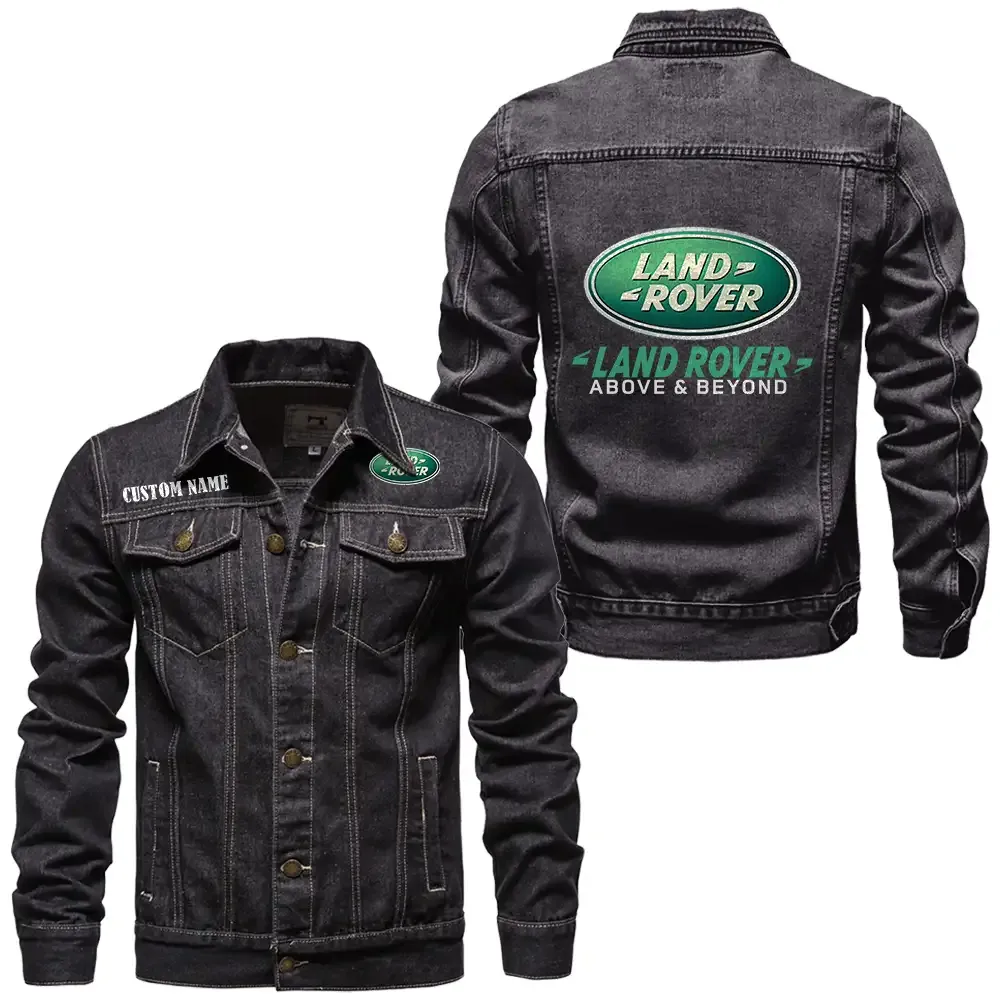 Land Rover Jeansjacke für Auto-Fans – Vintage-Stil mit Wunschname personalisierbar CAR1901132175 - Schwarz