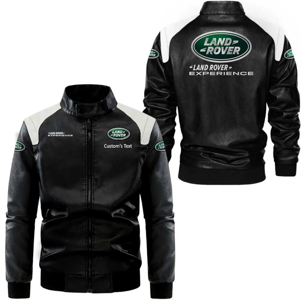 land rover lederjacke in schwarz wei fr auto fans allover print personalisierbar mit wunschname car0801062218 tgmcs