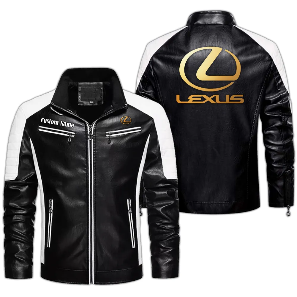 Lexus Custom Herren Lederjacke für Autoliebhaber, Perfektes Geschenk mit Namen  CAR0401022204 - Schwarz