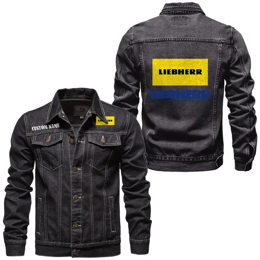 Liebherr Jeansjacke für Auto-Fans – Vintage-Stil mit Wunschname personalisierbar CAR1901132180 - Schwarz