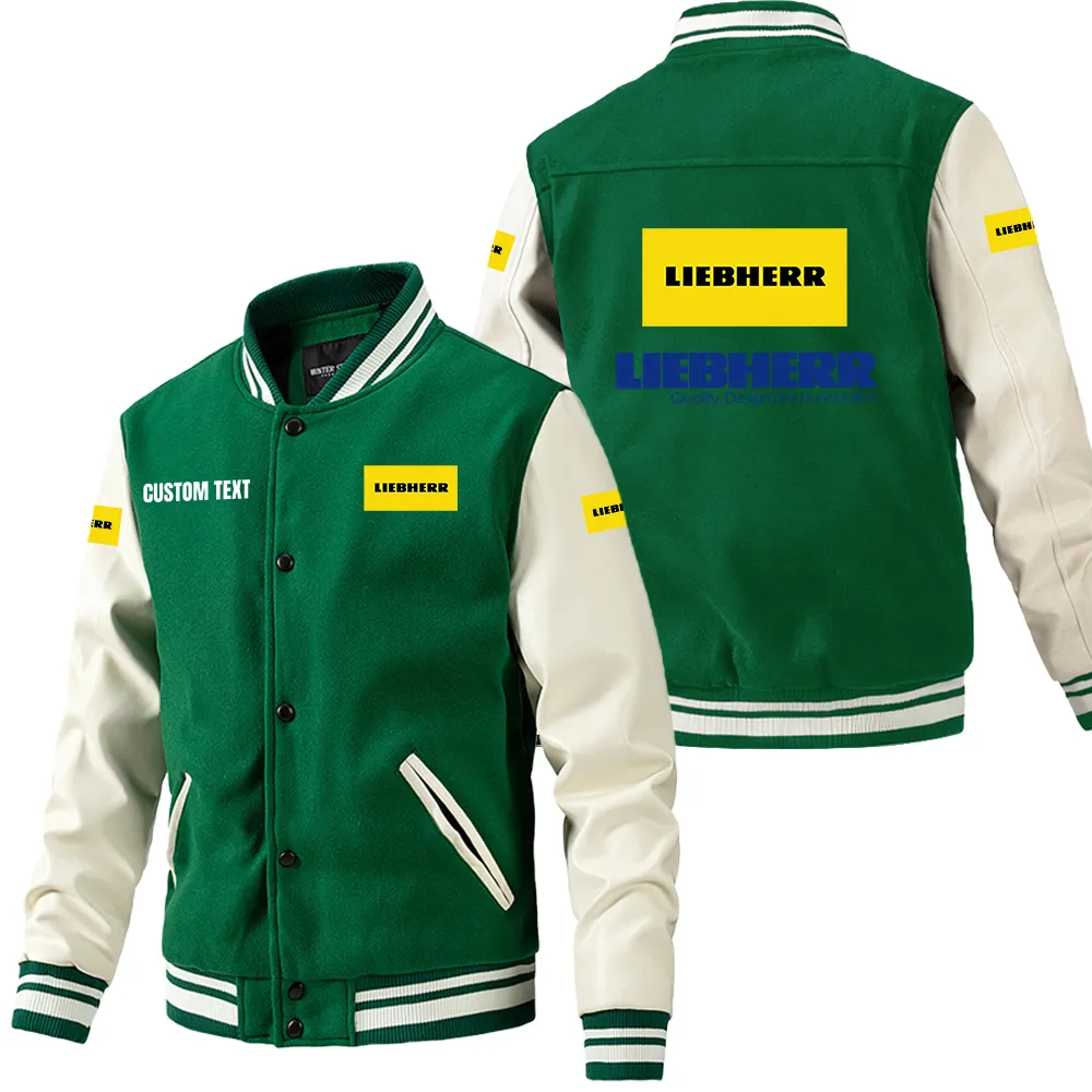 liebherr leder baseballjacke fr auto fans rmel mit all over print personalisierbar mit wunschname car1801112136 grn oj3jm