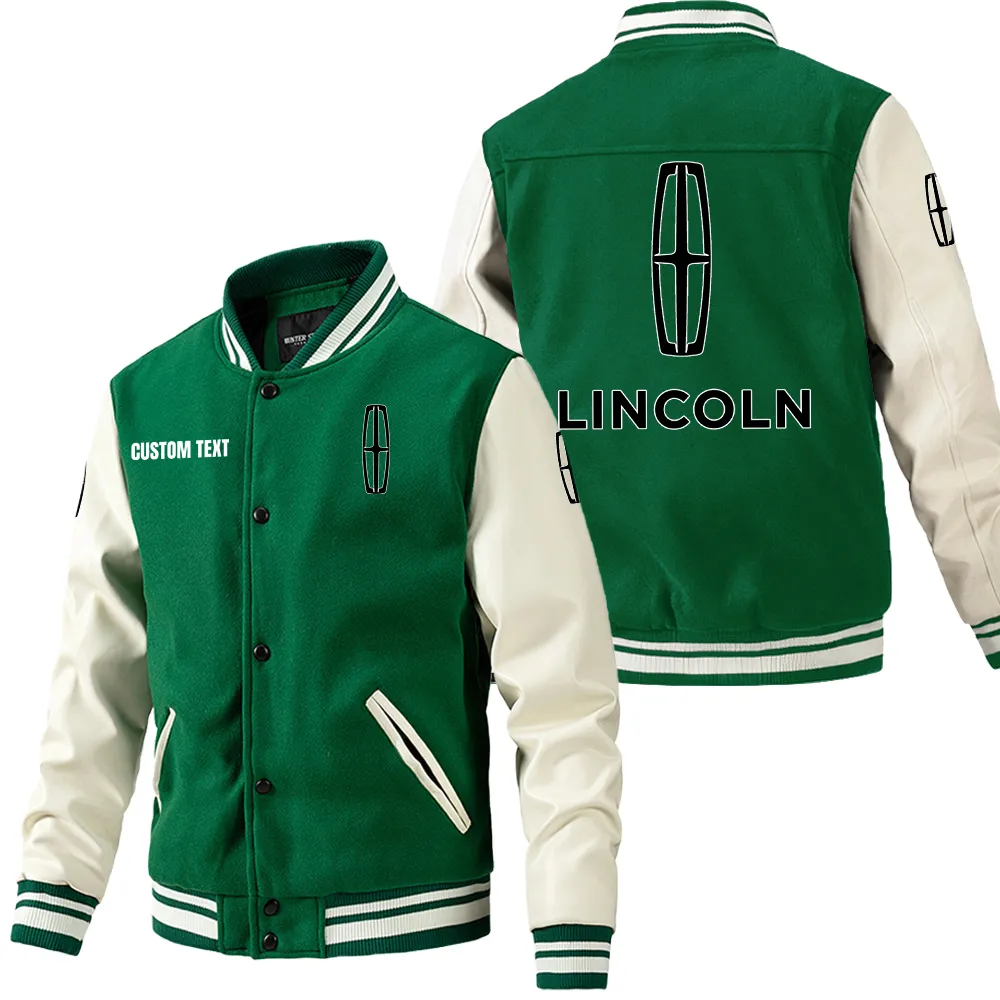 lincoln leder baseballjacke fr auto fans rmel mit all over print personalisierbar mit wunschname car1801112137 grn bkdf6