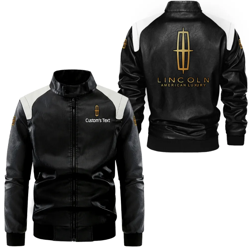 lincoln lederjacke in schwarz wei fr auto fans allover print personalisierbar mit wunschname car0801062221
