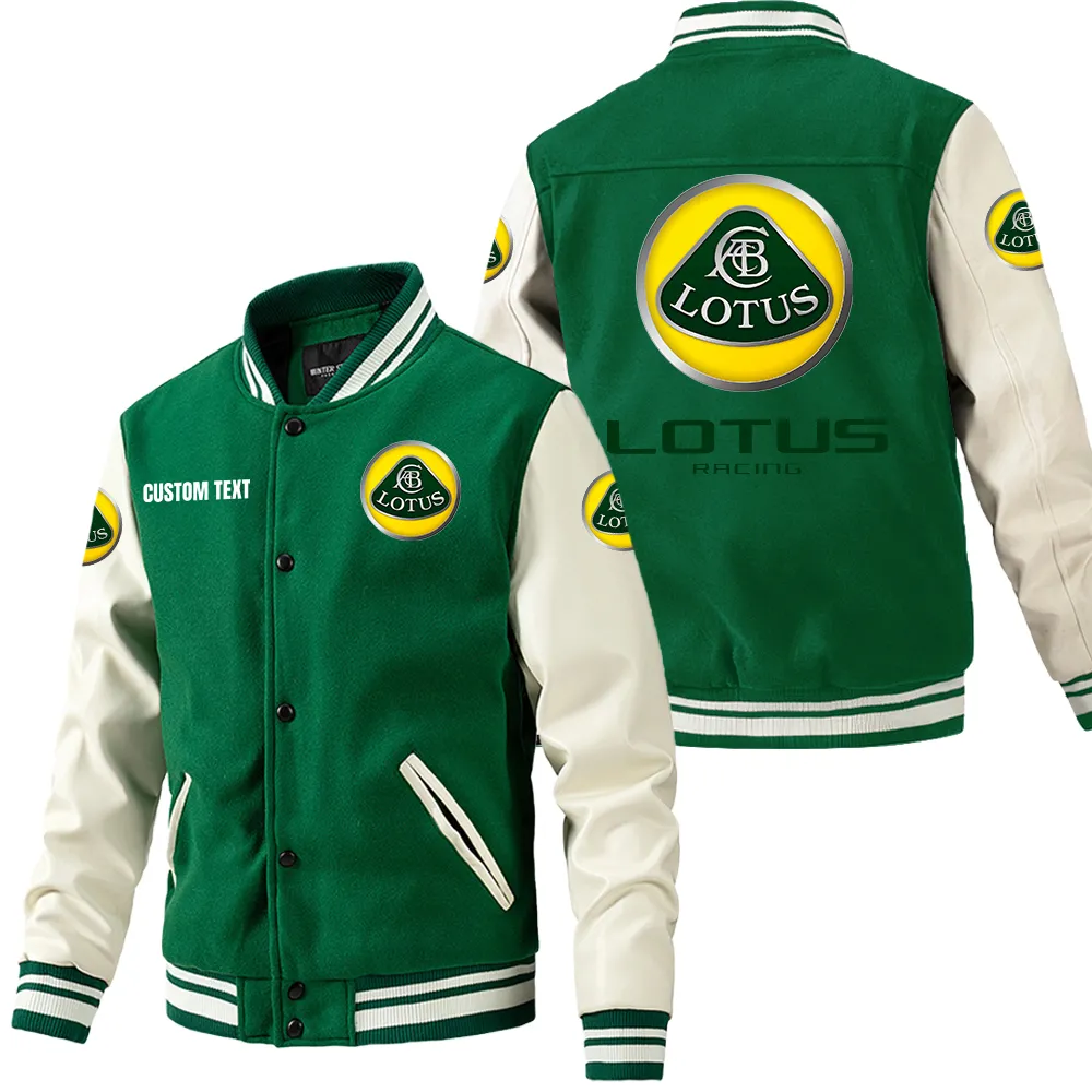 lotus cars leder baseballjacke fr auto fans rmel mit all over print personalisierbar mit wunschname car1801112138 grn 2hnmp