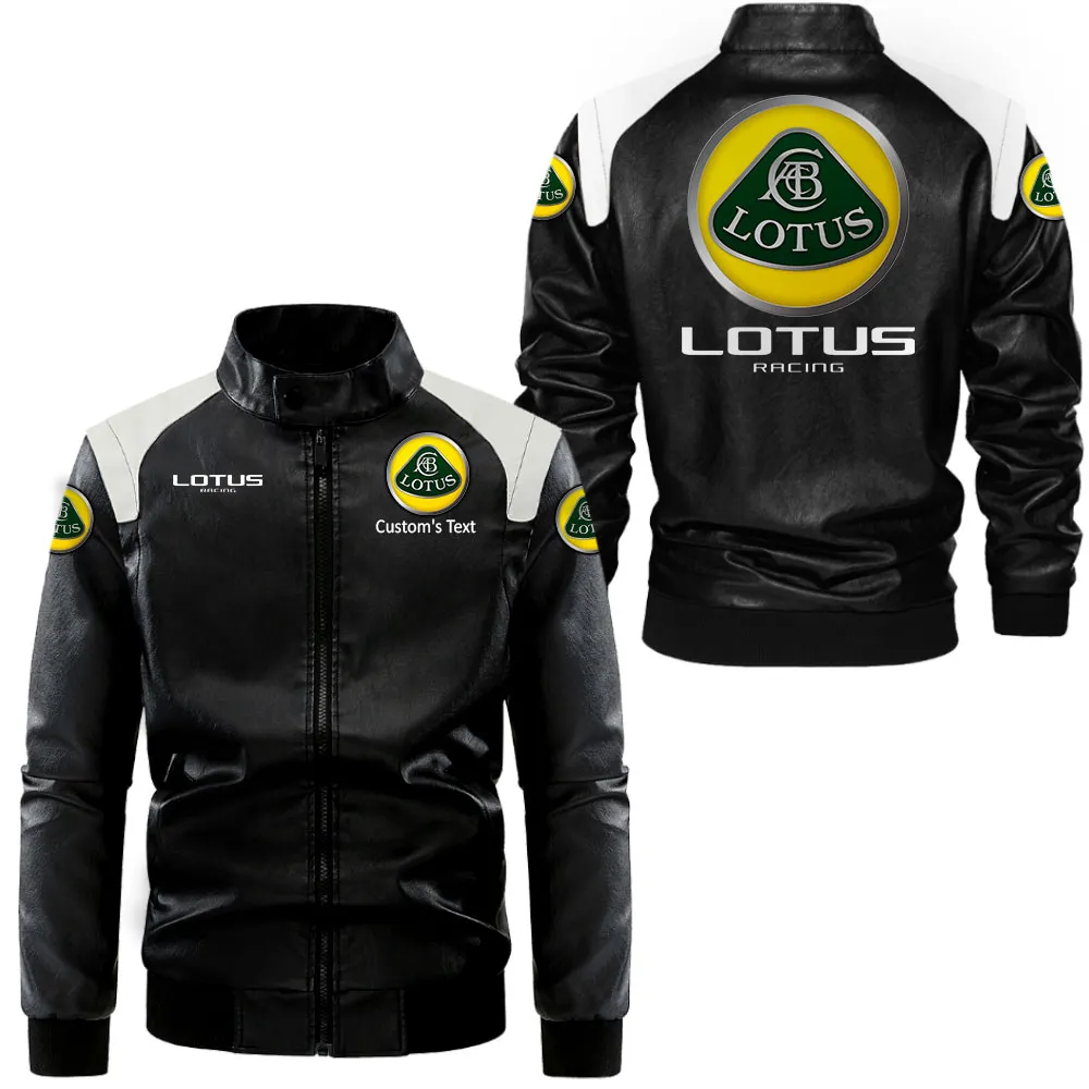 lotus cars lederjacke in schwarz wei fr auto fans allover print personalisierbar mit wunschname car0801062224