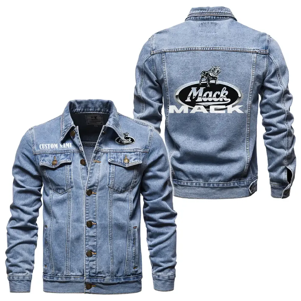 Mack Trucks Jeansjacke für Auto-Fans – Vintage-Stil mit Wunschname personalisierbar CAR1901132183 - Hellblau