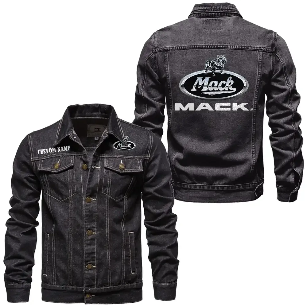 Mack Trucks Jeansjacke für Auto-Fans – Vintage-Stil mit Wunschname personalisierbar CAR1901132183 - Schwarz