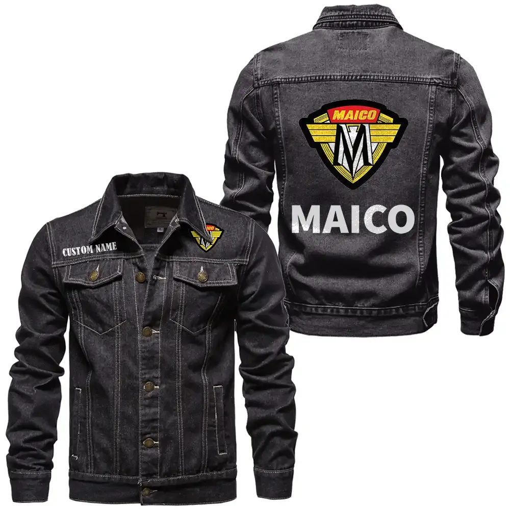maico jeansjacke fr auto fans vintage stil mit wunschname personalisierbar car1901132184 schwarz ev66q
