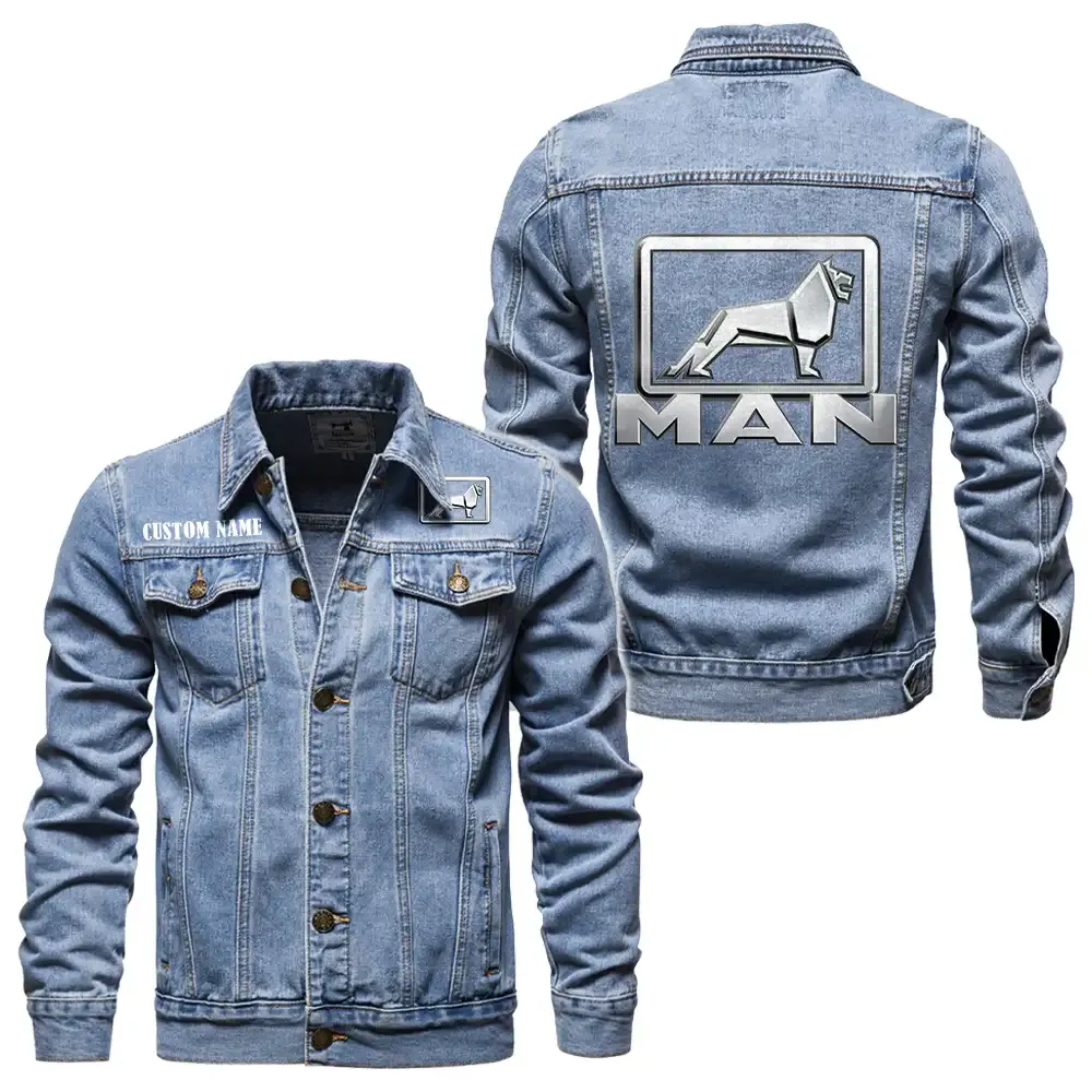 Man Jeansjacke für Auto-Fans – Vintage-Stil mit Wunschname personalisierbar CAR1901132185 - Hellblau