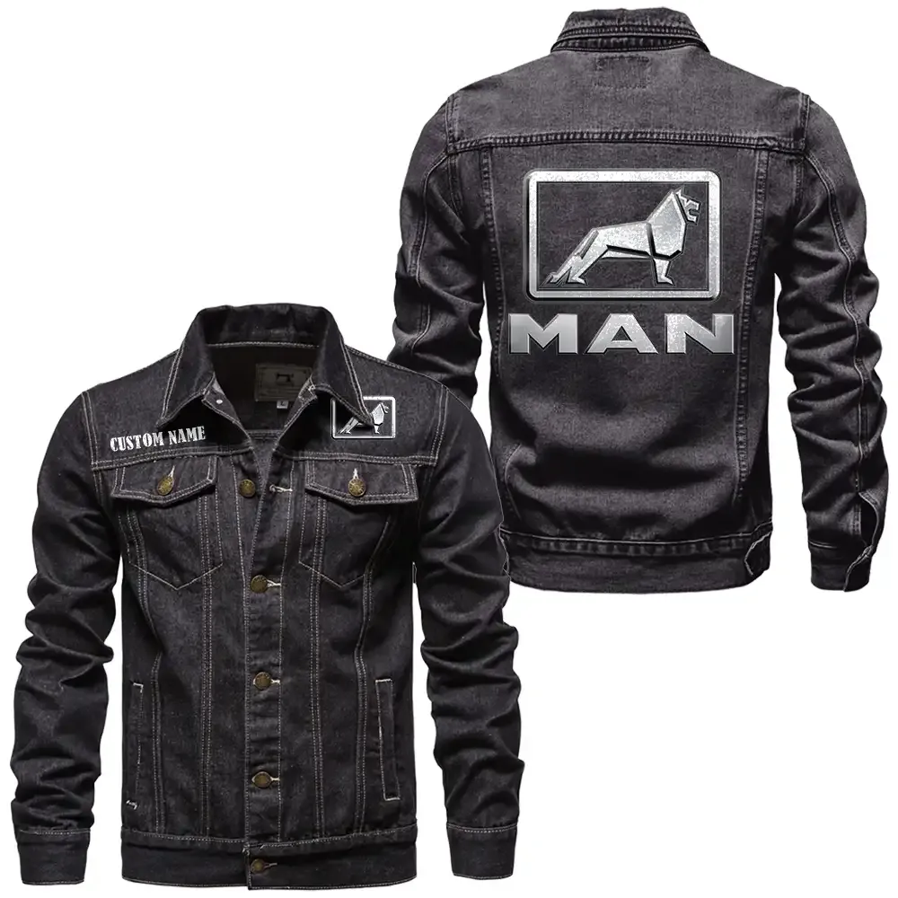 Man Jeansjacke für Auto-Fans – Vintage-Stil mit Wunschname personalisierbar CAR1901132185 - Schwarz