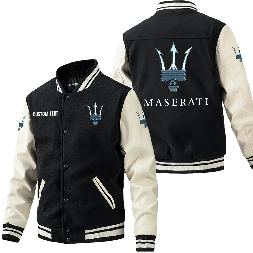 maserati leder baseballjacke fr auto fans rmel mit all over print personalisierbar mit wunschname car1801112141 schwarz wei sh3as
