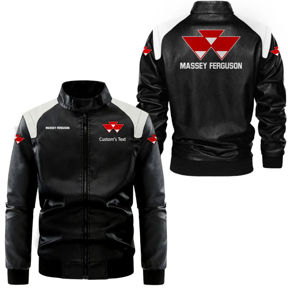 massey ferguson lederjacke in schwarz wei fr auto fans allover print personalisierbar mit wunschname car0801062230 dkvt1
