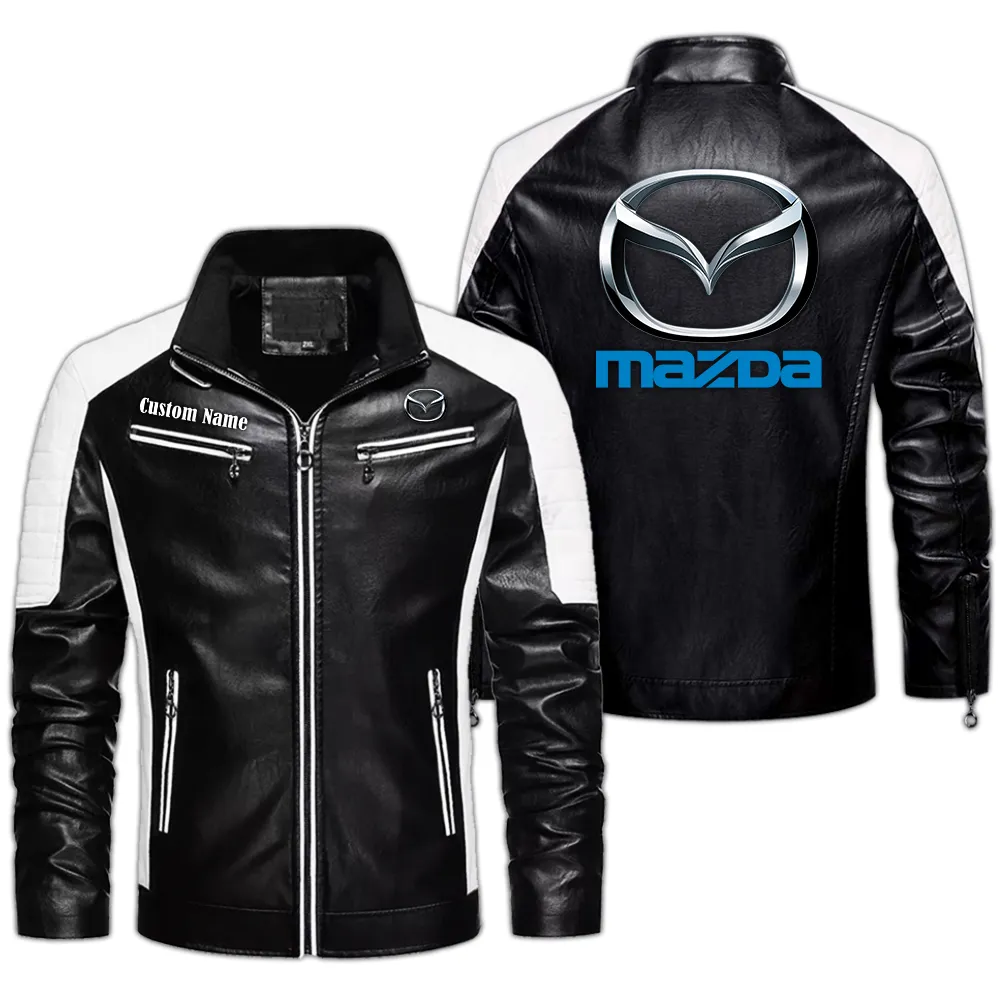 mazda custom herren lederjacke fr autoliebhaber perfektes geschenk mit namen car0401022215 schwarz epf76