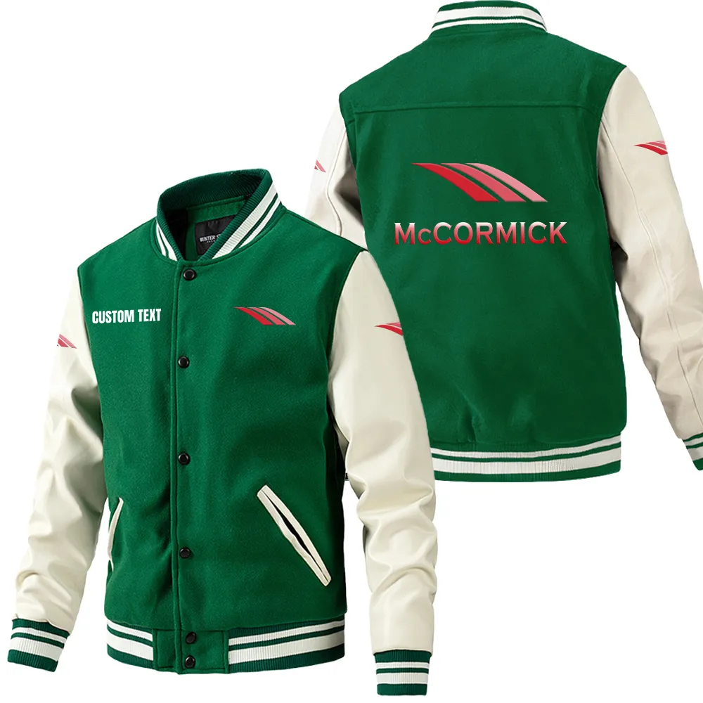 McCormick Leder-Baseballjacke für Auto-Fans – Ärmel mit All-Over-Print, personalisierbar mit Wunschname CAR1801112146 - Grün
