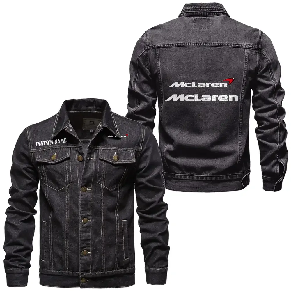 McLaren Automotive Jeansjacke für Auto-Fans – Vintage-Stil mit Wunschname personalisierbar CAR1901132193 - Schwarz