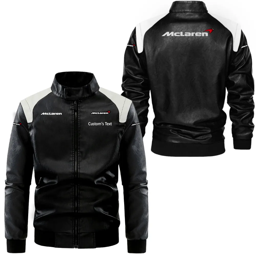 mclaren automotive lederjacke in schwarz wei fr auto fans allover print personalisierbar mit wunschname car0801062234 wedrf