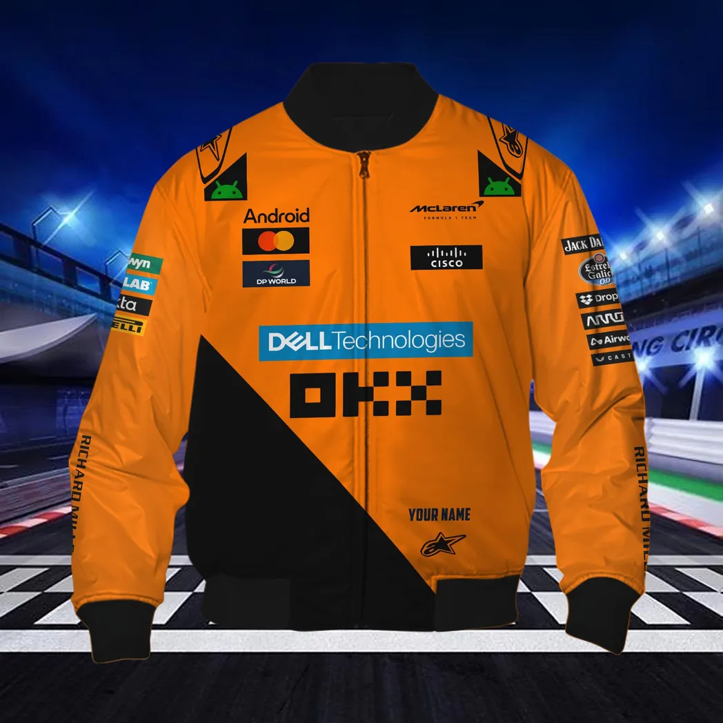 McLaren F1 Personalisierte Bomberjacke für Auto-Liebhaber – Vintage 3D Print & Namensdruck CAR418050925673