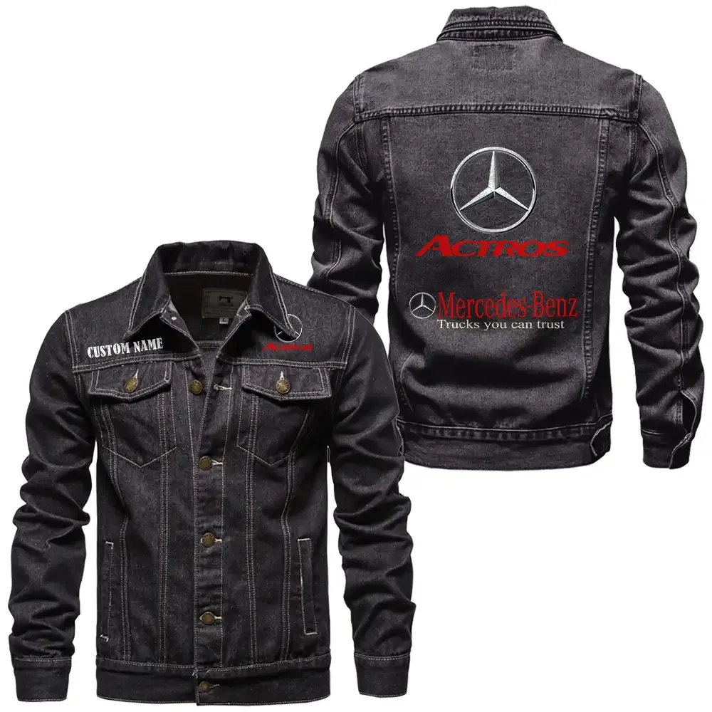 Mercedes Actros Jeansjacke für Auto-Fans – Vintage-Stil mit Wunschname personalisierbar CAR1901132195 - Schwarz