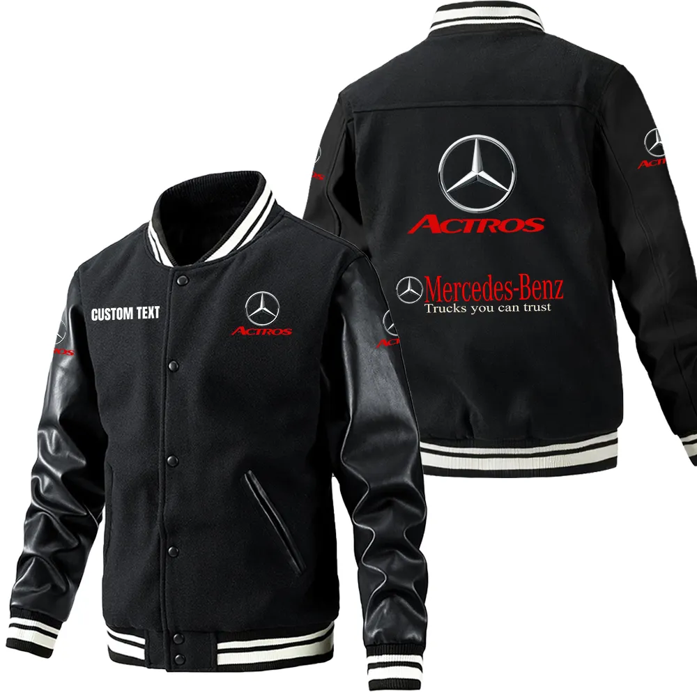 mercedes actros leder baseballjacke fr auto fans rmel mit all over print personalisierbar mit wunschname car1801112149 schwarz z2sv0