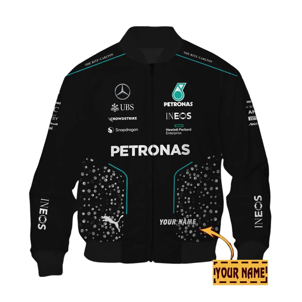 Mercedes AMG PETRONAS Personalisierte Bomberjacke für Auto-Liebhaber – Vintage 3D Print & Namensdruck Mercedes AMG PETRONAS CAR41304142502