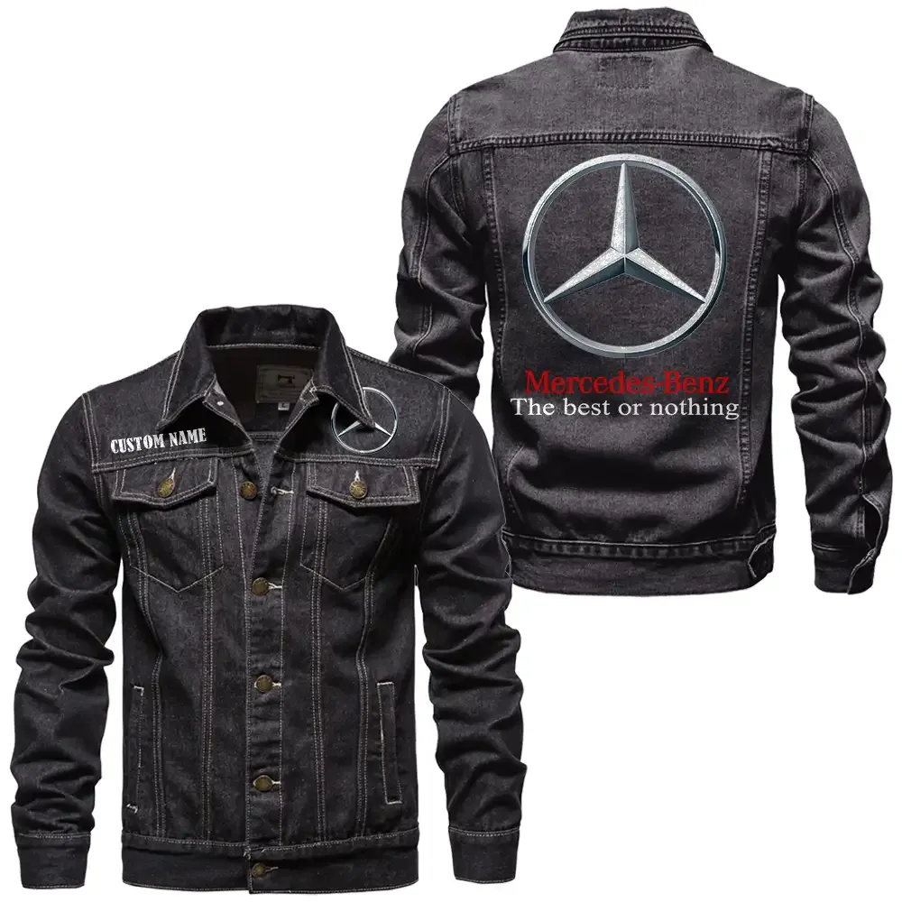 mercedes benz jeansjacke fr auto fans vintage stil mit wunschname personalisierbar car1901132196 schwarz