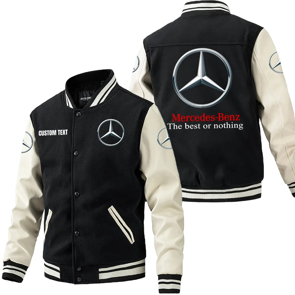 mercedes benz leder baseballjacke fr auto fans rmel mit all over print personalisierbar mit wunschname car1801112150 schwarz wei s7g5w