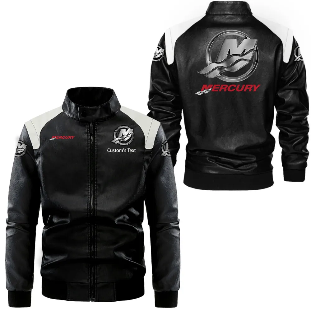 mercury marine lederjacke in schwarz wei fr auto fans allover print personalisierbar mit wunschname car0801062240 agjeh