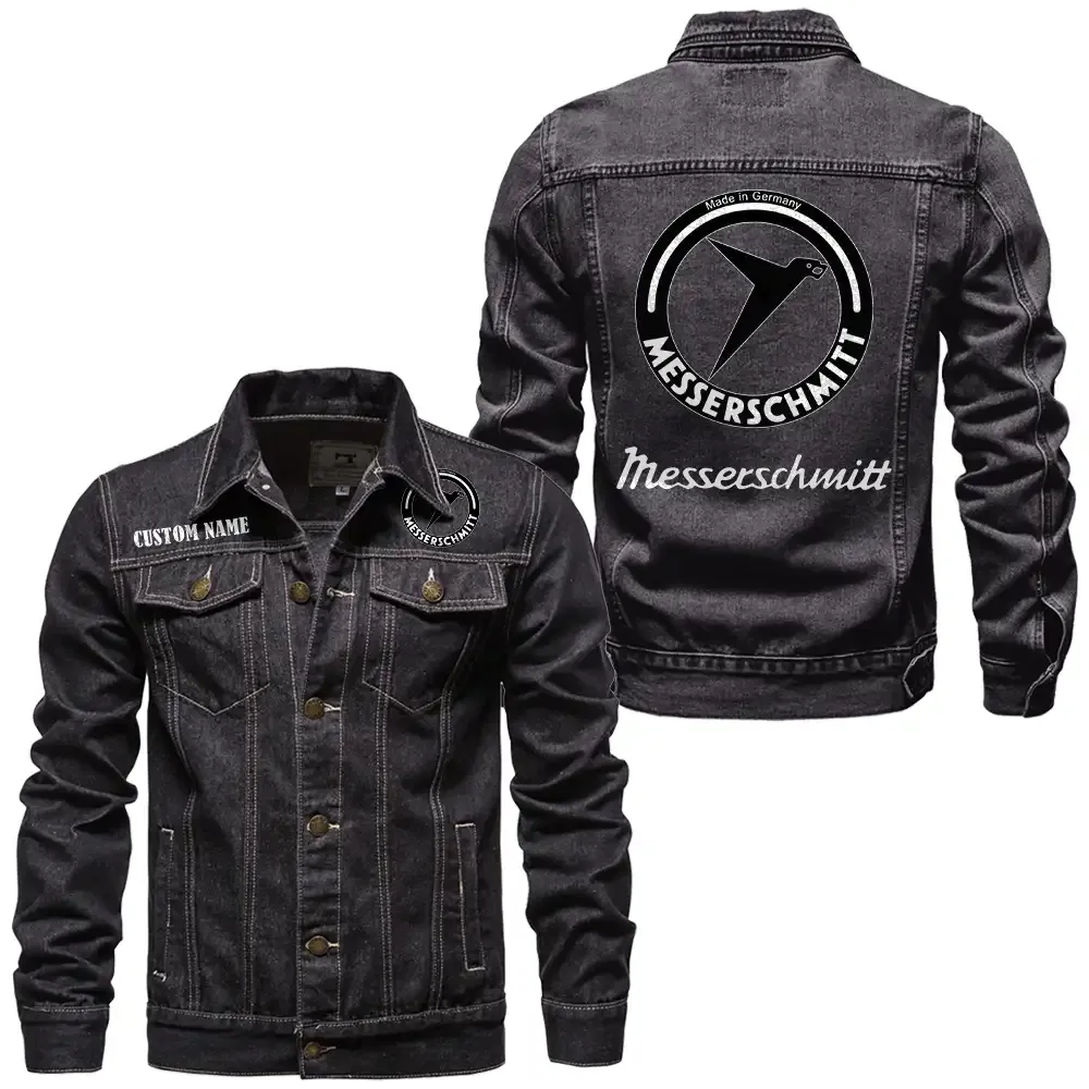 messerschmitt jeansjacke fr auto fans vintage stil mit wunschname personalisierbar car1901132198 schwarz ug83y