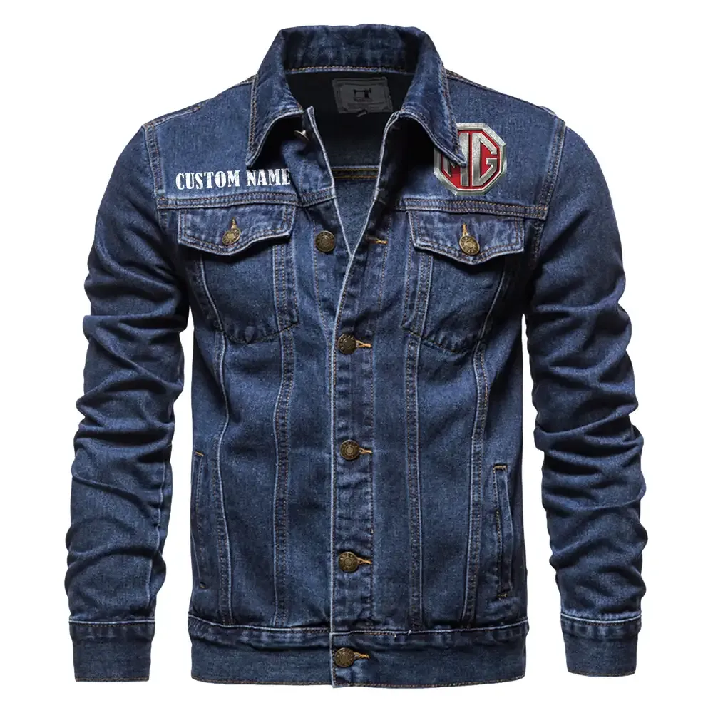MG Cars Jeansjacke für Auto-Fans – Vintage-Stil mit Wunschname personalisierbar CAR1901132199 - Dunkelblau