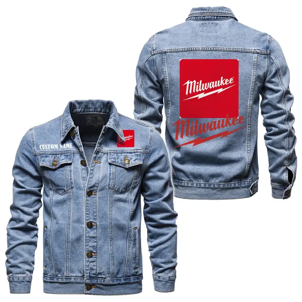 Milwaukee Jeansjacke für Auto-Fans – Vintage-Stil mit Wunschname personalisierbar CAR1901132200 - Hellblau